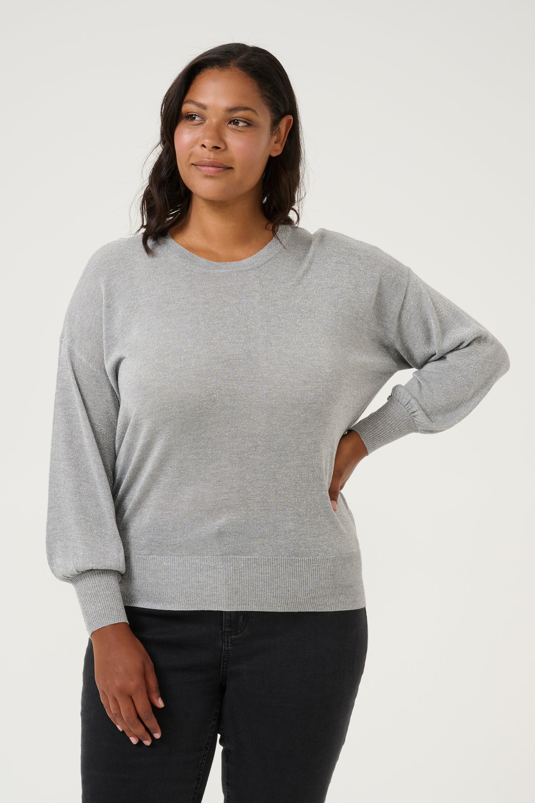 Kaffe Curve Ankia Knit Jumper in Grey