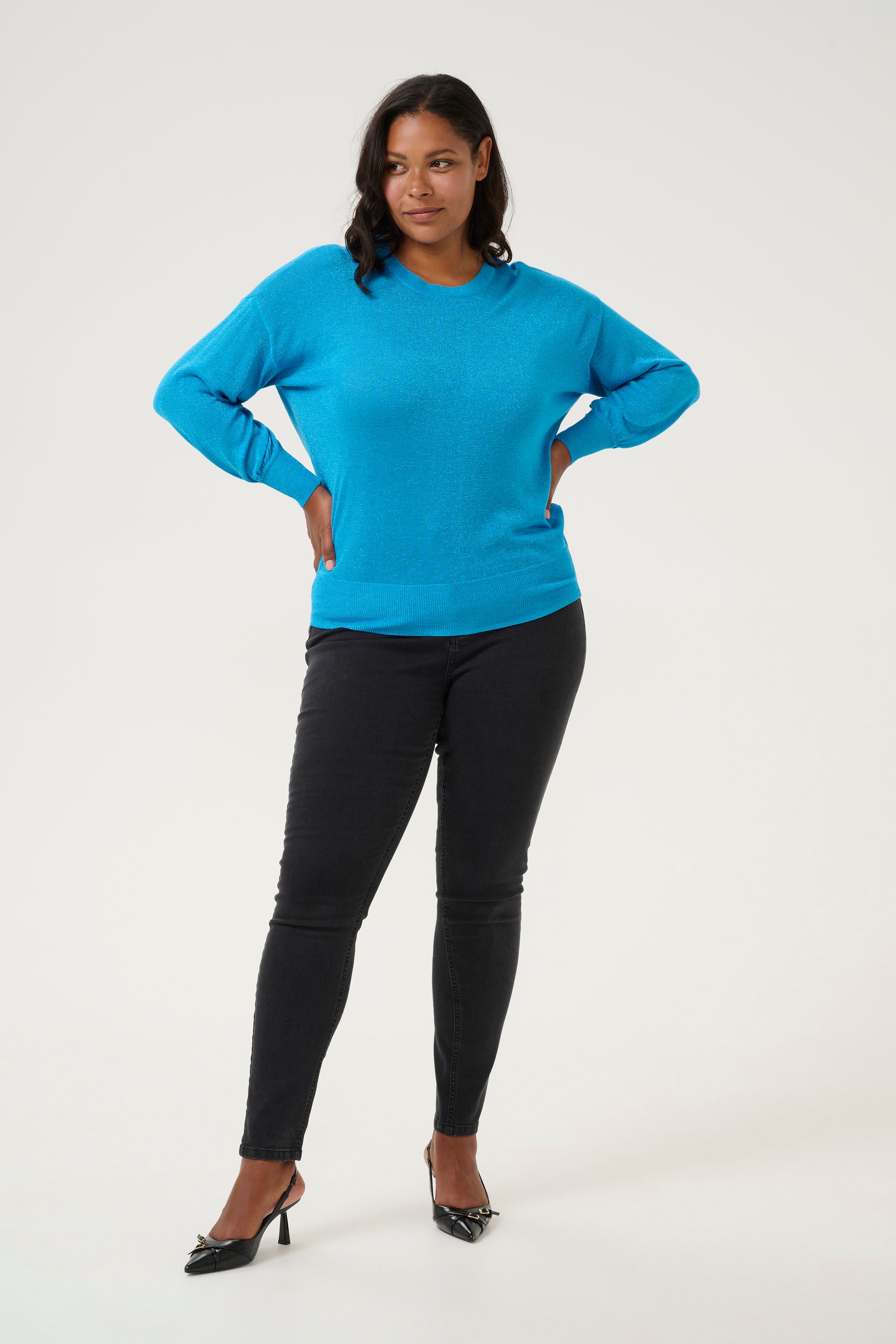 Kaffe Curve Ankia Knit Jumper in Blue