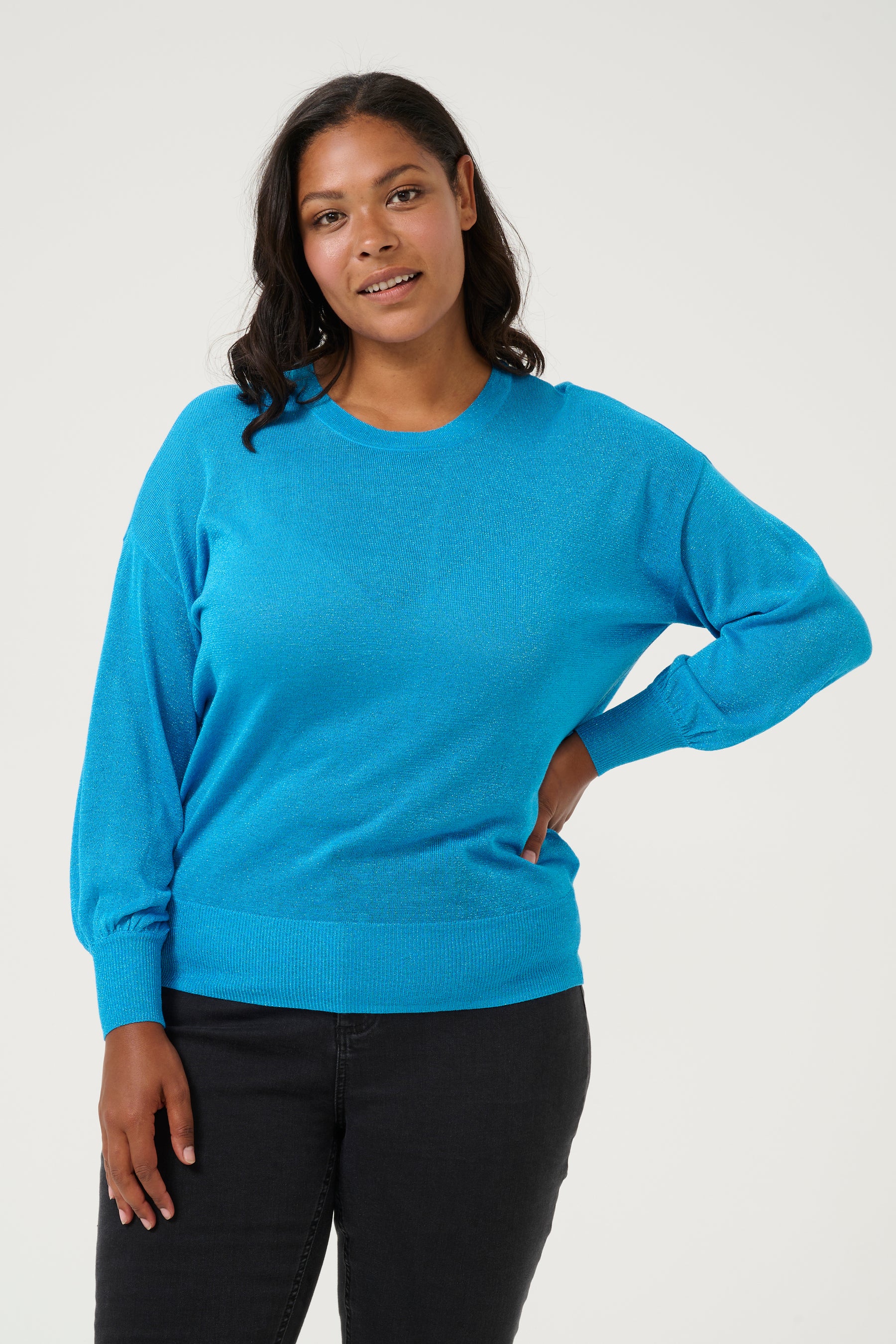 Kaffe Curve Ankia Knit Jumper in Blue