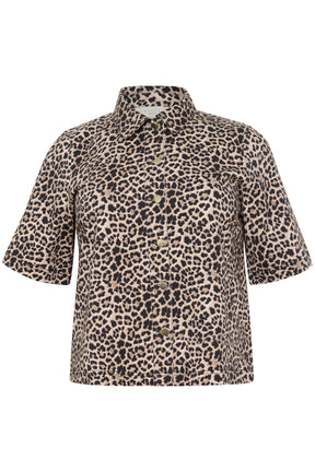 Kaffe Curve Linima Denim Shirt in Leopard