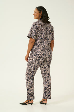 Kaffe Curve Linima Denim Shirt in Leopard