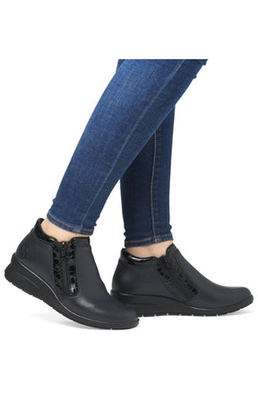 Rieker Zip Ankle Boots in Navy