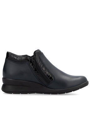 Rieker Zip Ankle Boots in Navy