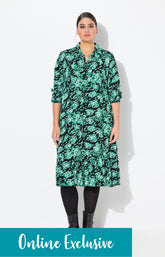 Ulla Popken Shirt Dress in Green