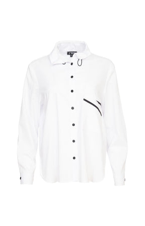 Ora Black Button White Shirt