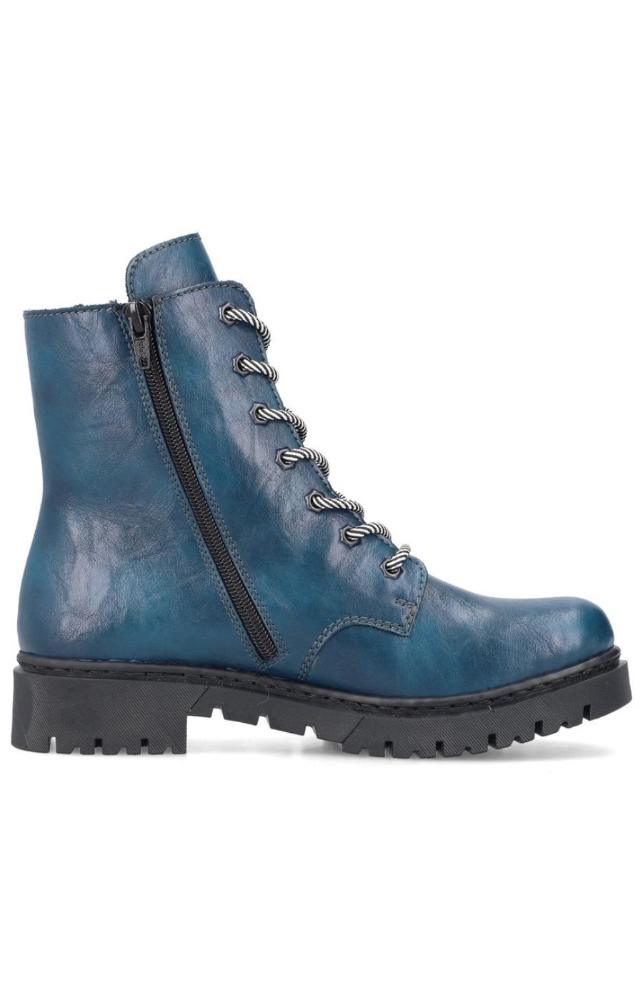 Rieker Biker Lace Up Boot in Blue