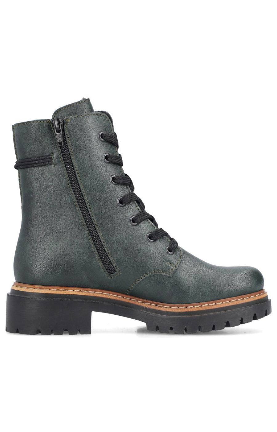 Rieker Biker Lace Up Boot in Green