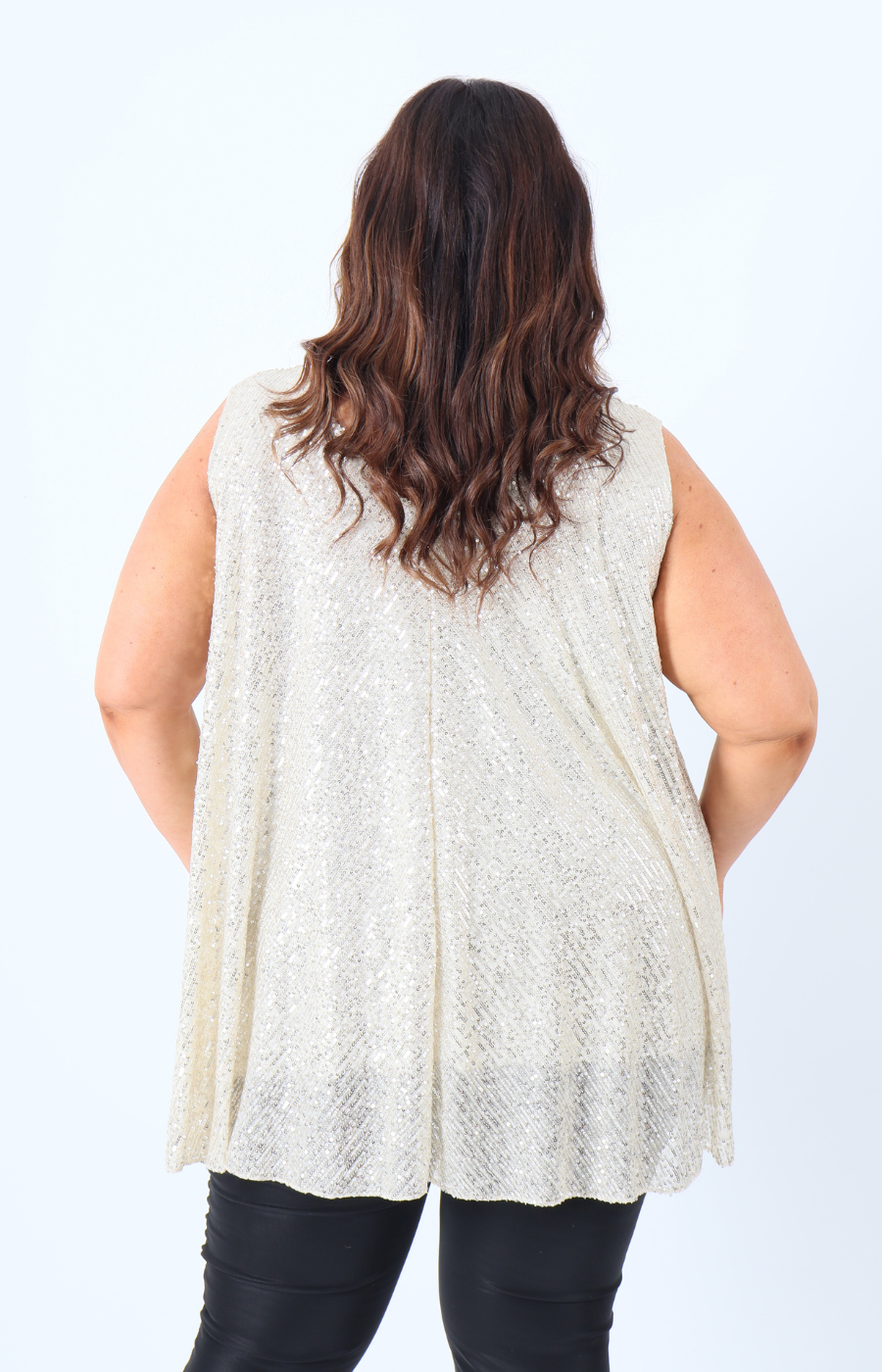 Elizabeth Sequin Vest Top in Cream