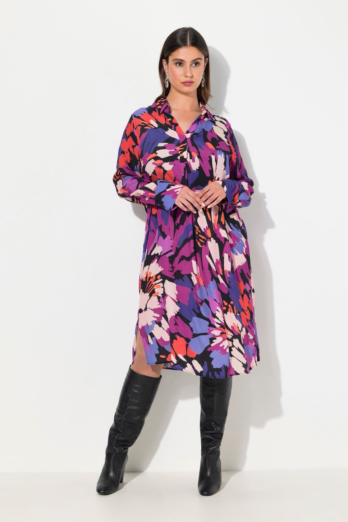 Ulla Popken Floral Brushstroke Dress