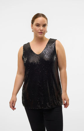 Vero Moda Curve Kaje Vest Top in Black