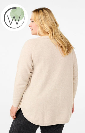 Zizzi Sunny Pearl Button Jumper in Beige