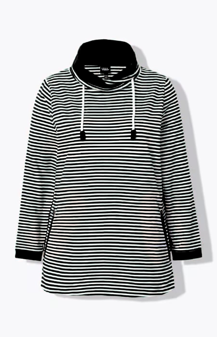 Ulla Popken Striped Sweater in Black