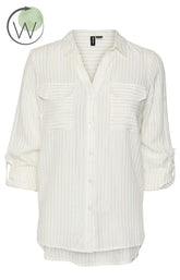 Vero Moda Curve Bumpy Glitter Stripe Shirt in White