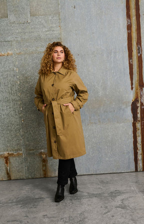 Kaffe Curve Hella Trench Coat in Tan