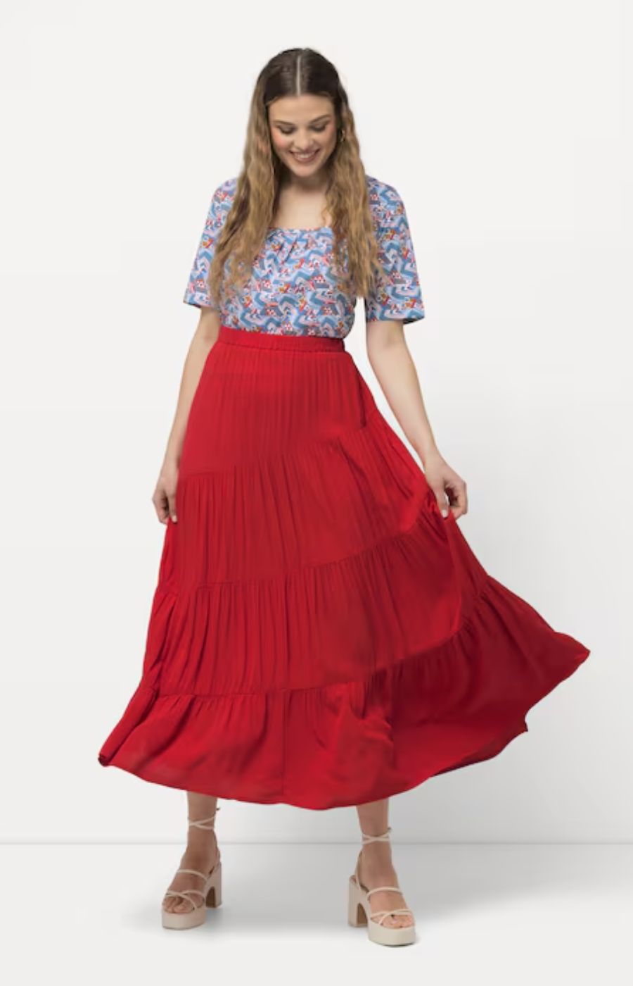 Ulla Popken Maxi Skirt in Red