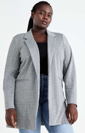 Vero Moda Curve Silva Long Blazer in Grey