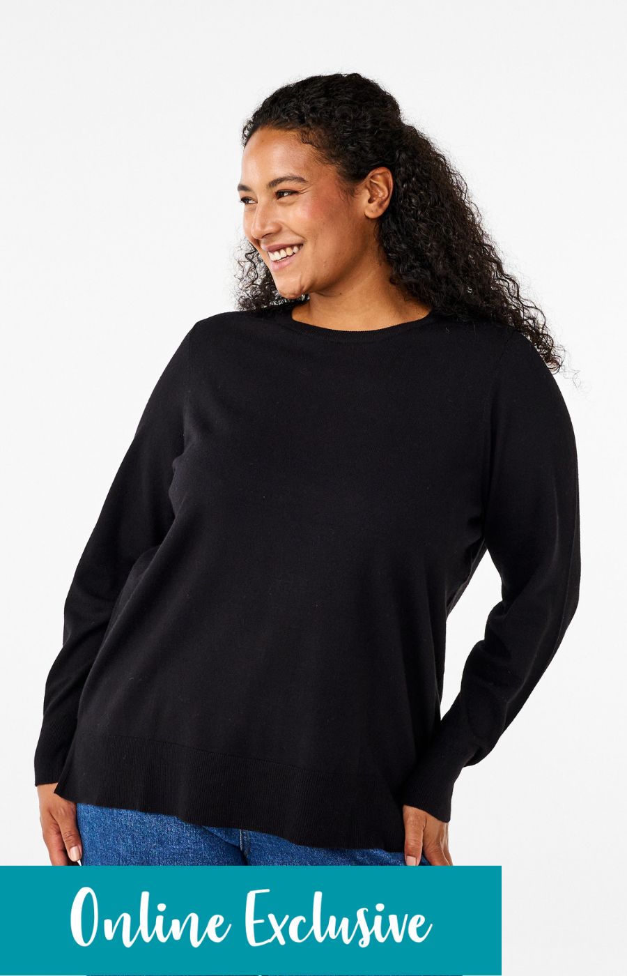 Zizzi Ella Soft Knit Jumper in Black