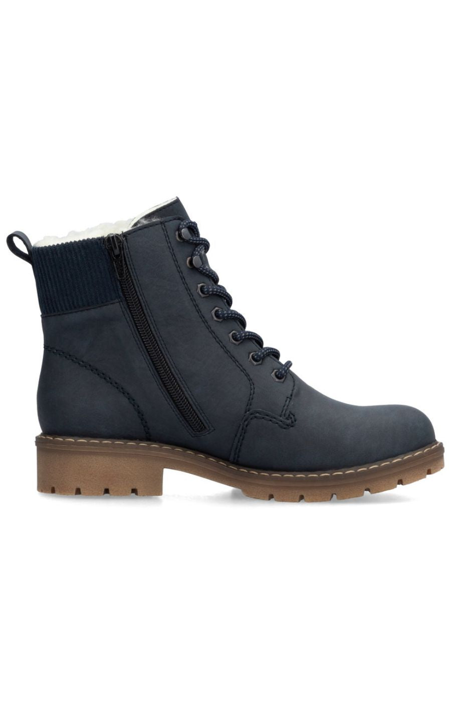 Rieker Biker Lace Up Boot in Navy