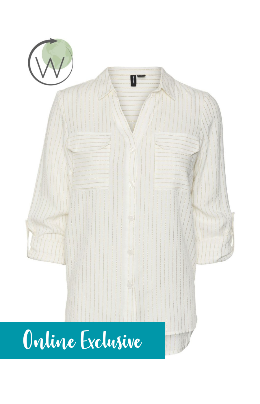 Vero Moda Curve Bumpy Glitter Stripe Shirt in White