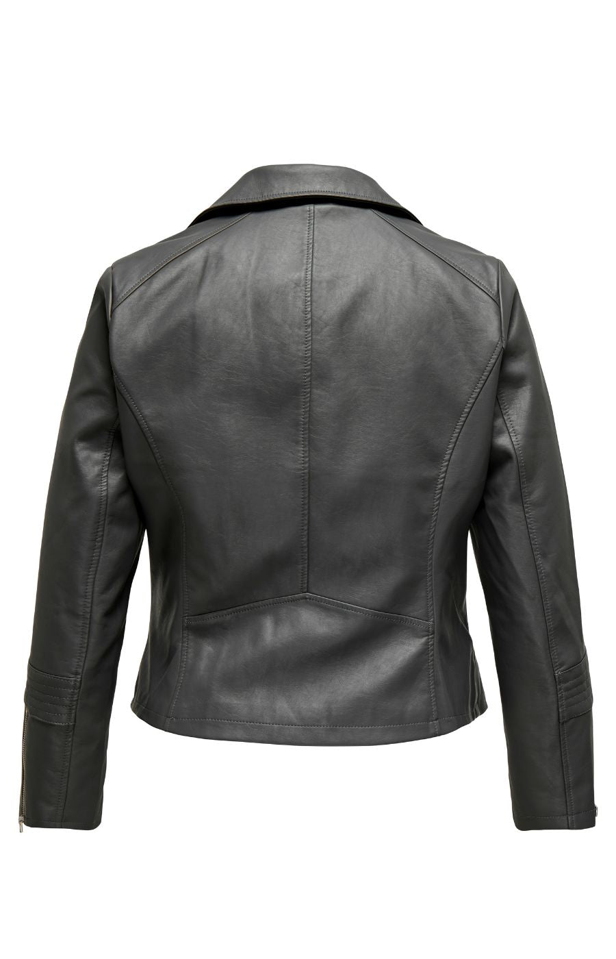 Only Carmakoma Faux Leather Biker Jacket in Dark Grey