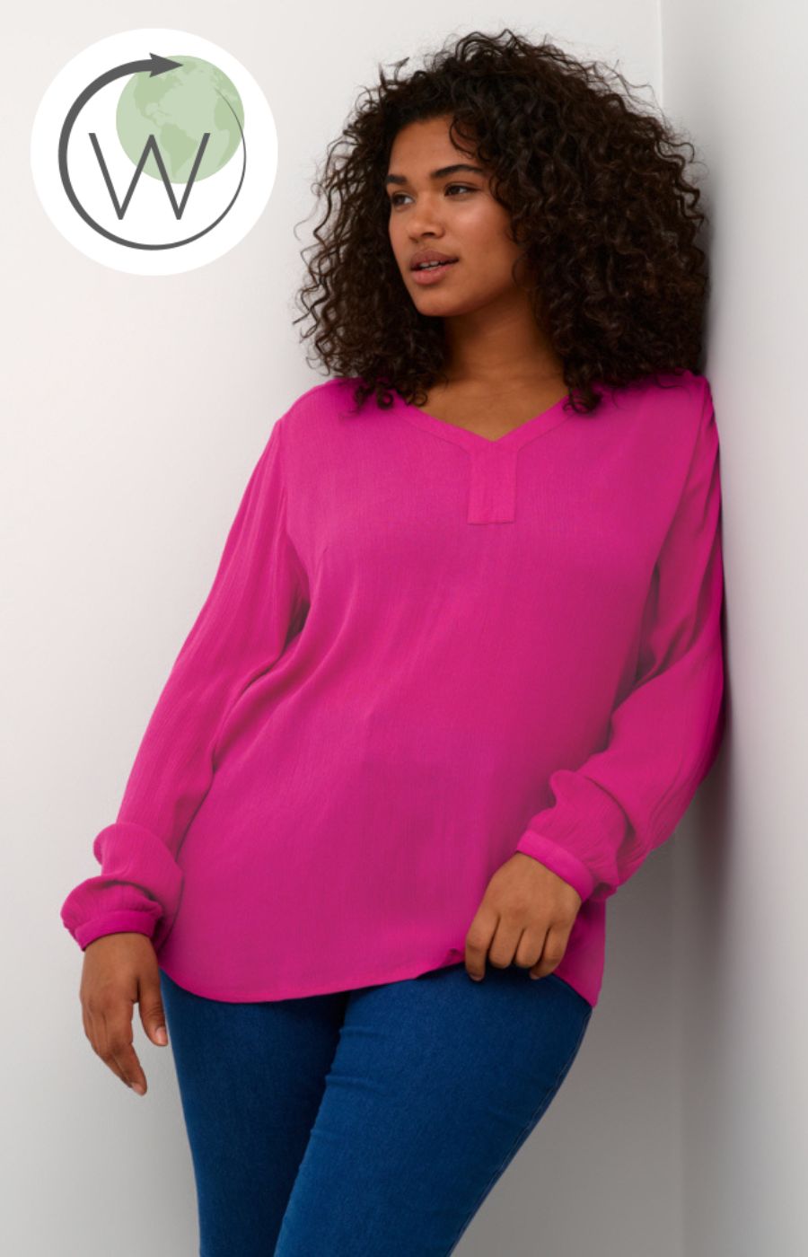 Kaffe Curve Ami Blouse in Fuchsia