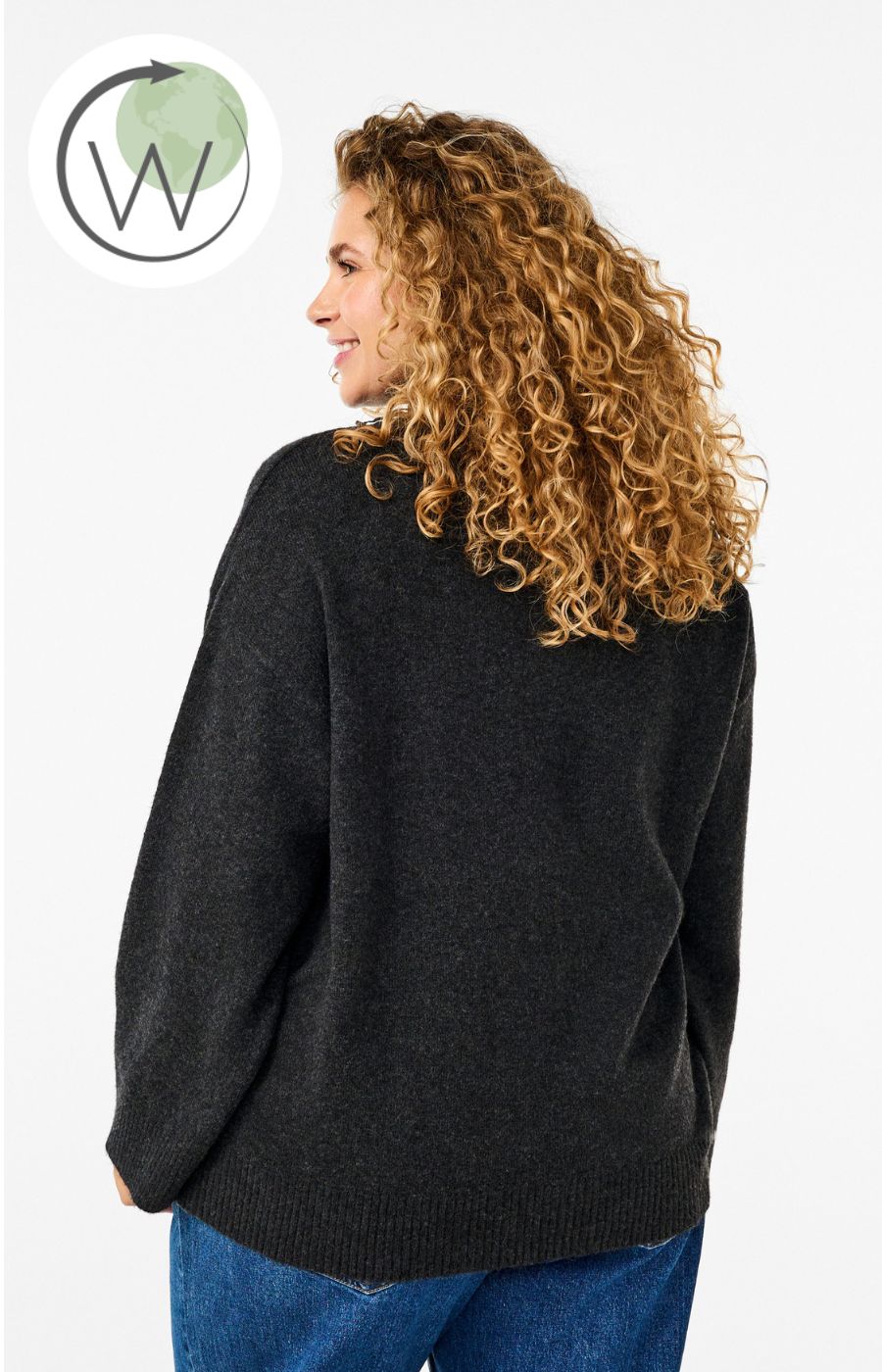 Zizzi Vista Knit Jumper in Dark Grey