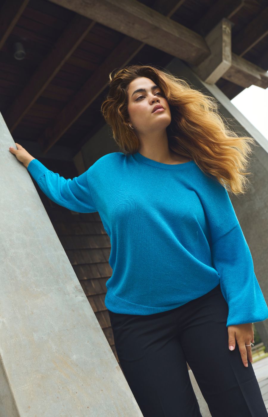 Kaffe Curve Ankia Knit Jumper in Blue