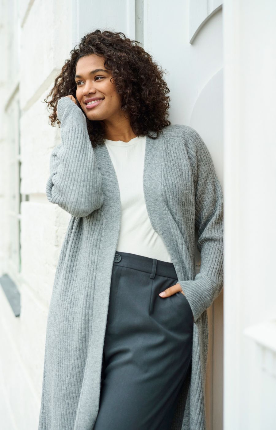 Kaffe Curve Rinye Cardigan in Grey