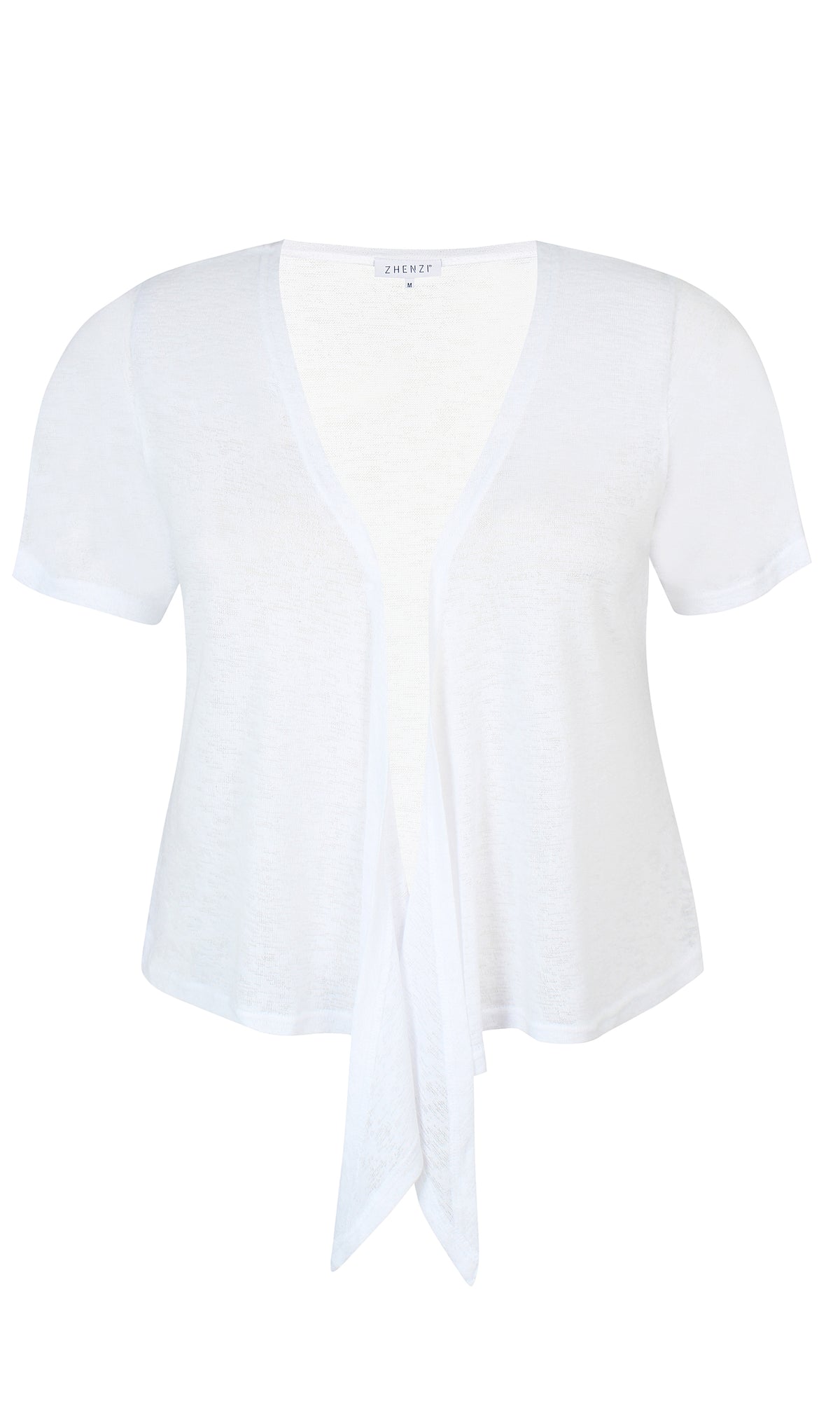 Zhenzi Agar Short Sleeve Cardigan in White