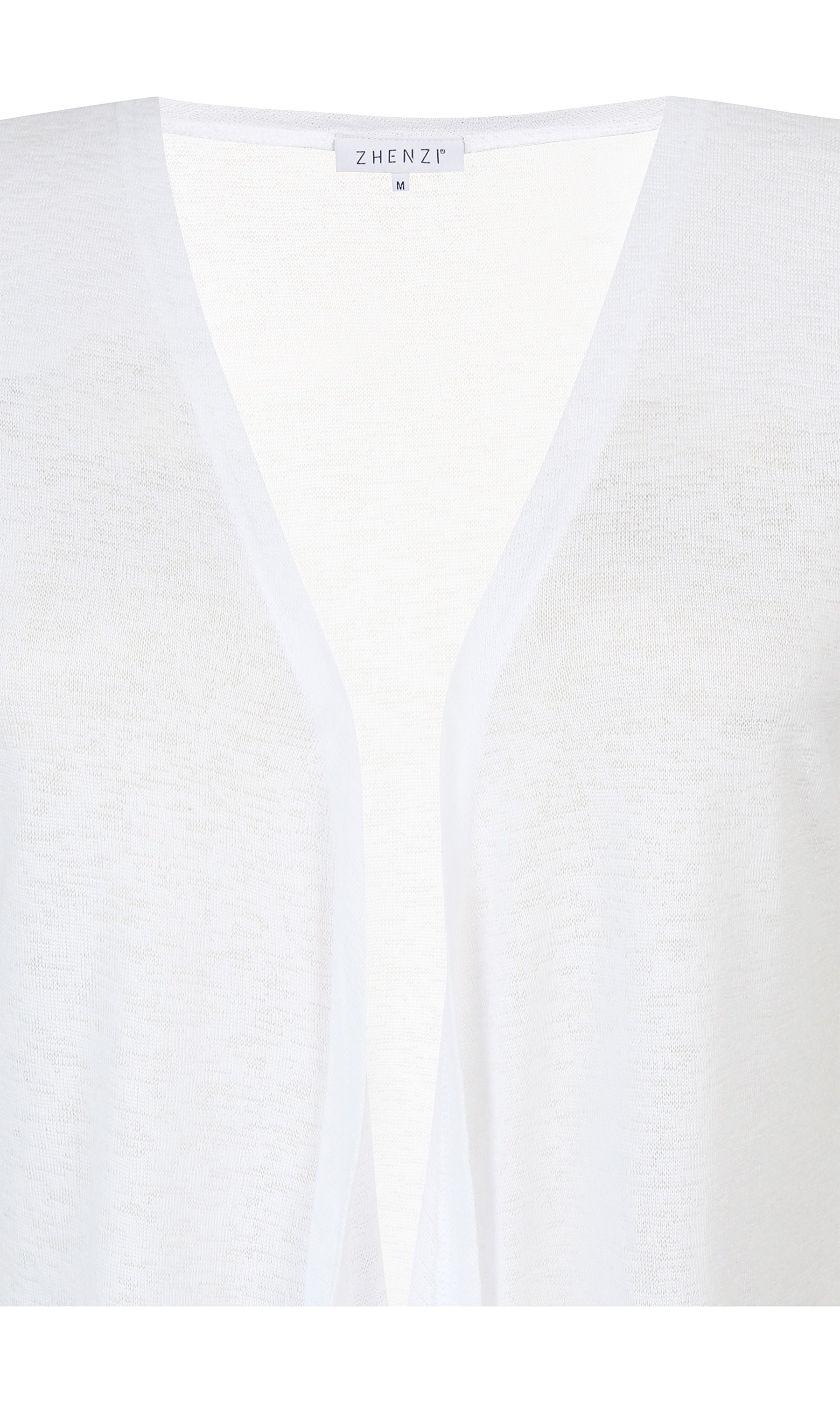 Zhenzi Agar Short Sleeve Cardigan in White