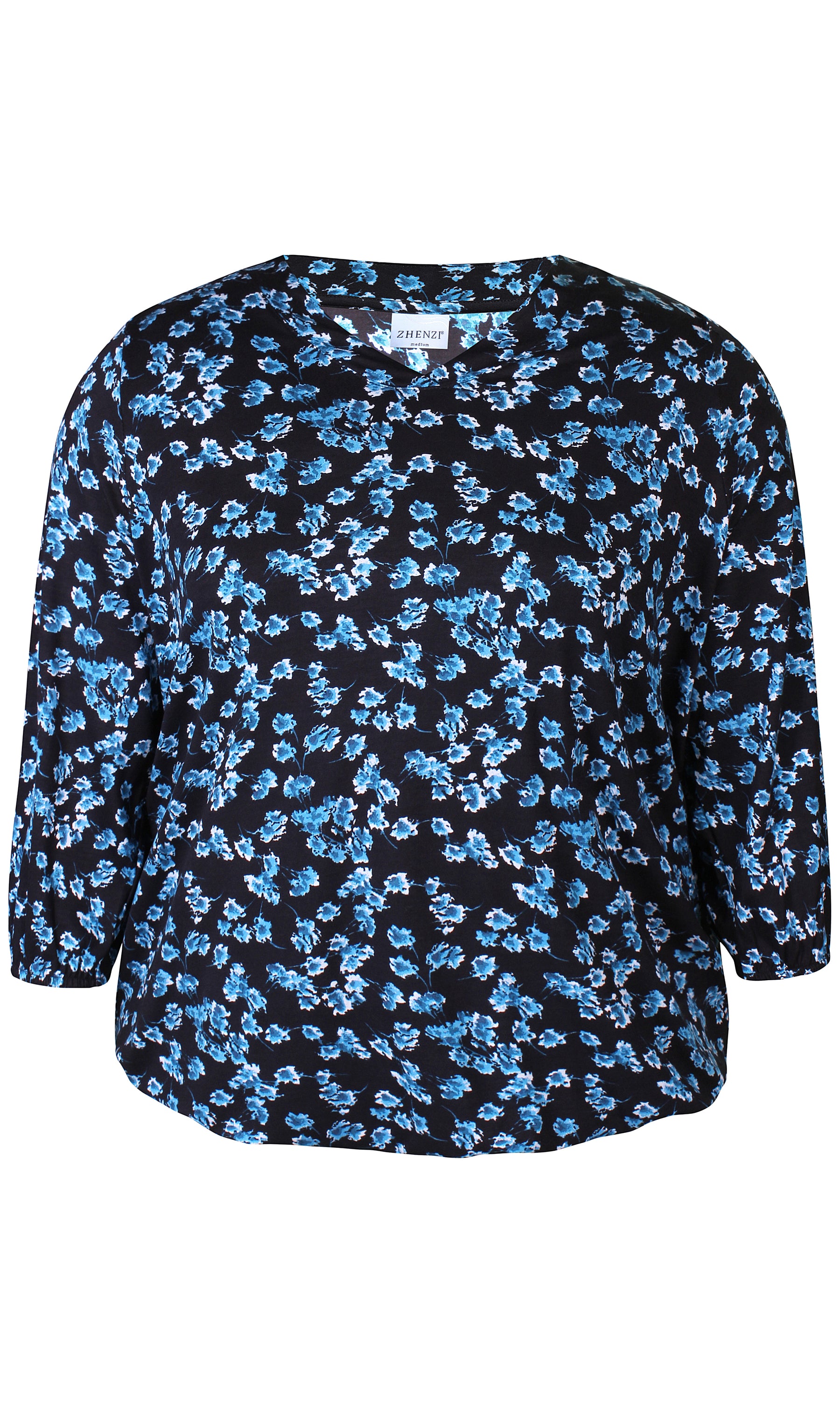 Zhenzi Sylva Blouse with Blue Flowers