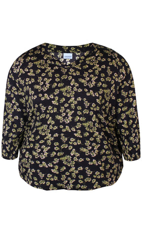 Zhenzi Sylva Blouse with Green Flowers