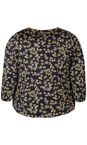 Zhenzi Sylva Blouse with Green Flowers