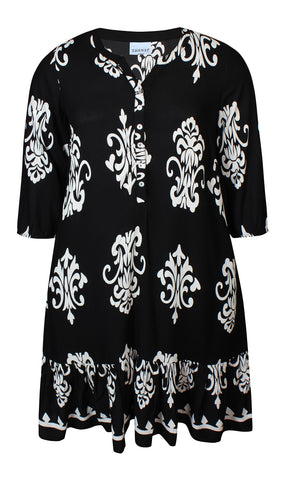 Zhenzi Bird Shirt Dress in Black