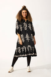 Zhenzi Bird Shirt Dress in Black