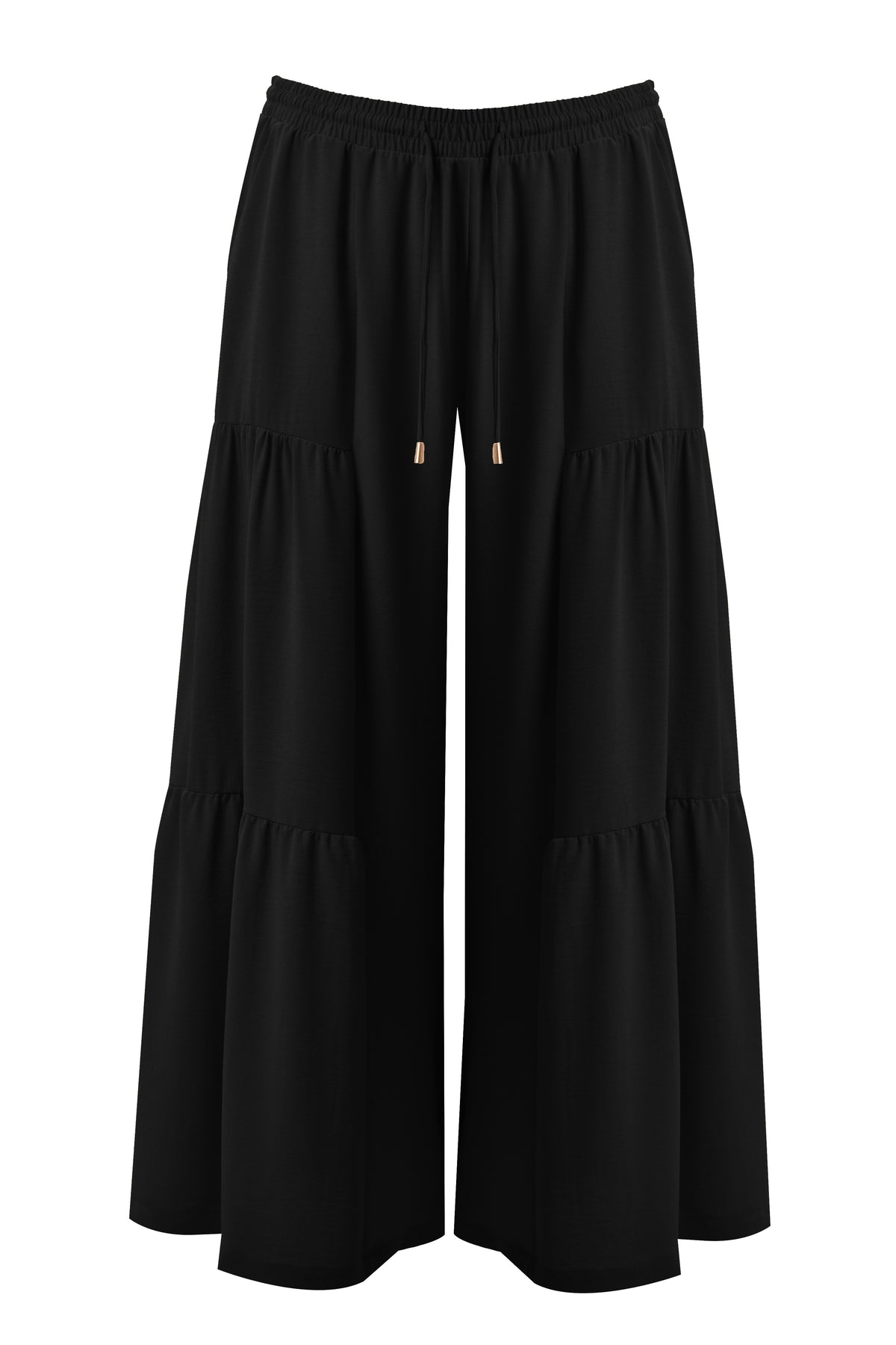 Mat Tiered Trouser in Black