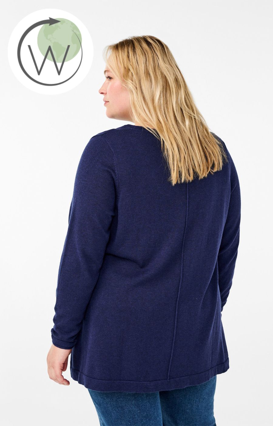 Zizzi Shape Knit Blouse in Navy