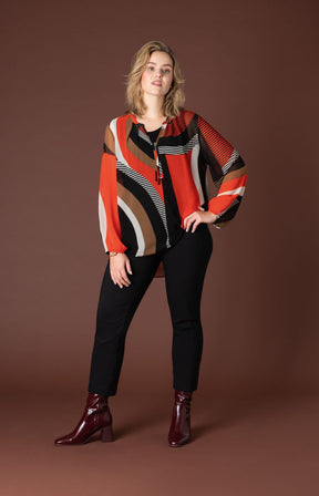 Via Appia Due Blouse in Black/Orange