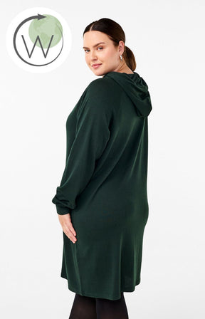 Zizzi Lucca Hooded Dress in Green