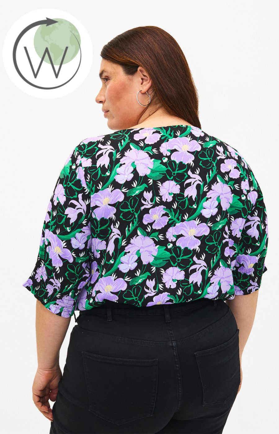 Zizzi Bella Blouse in Purple Flowers