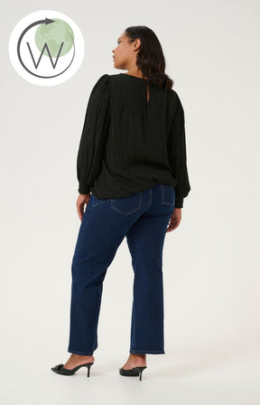 Kaffe Curve Lio Blouse in Black with Silver Pinstripe