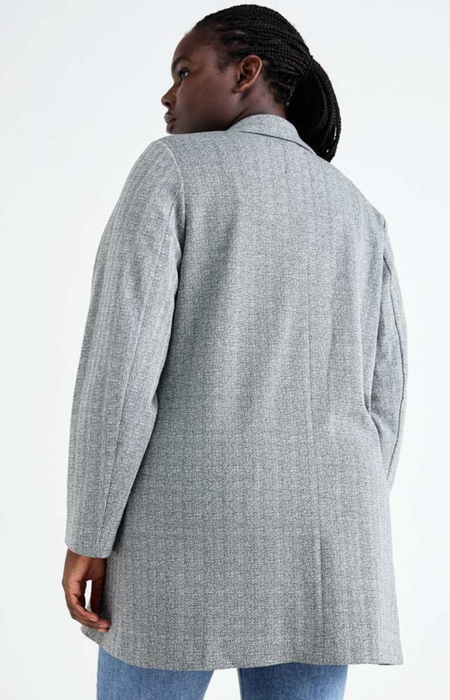 Vero Moda Curve Silva Long Blazer in Grey