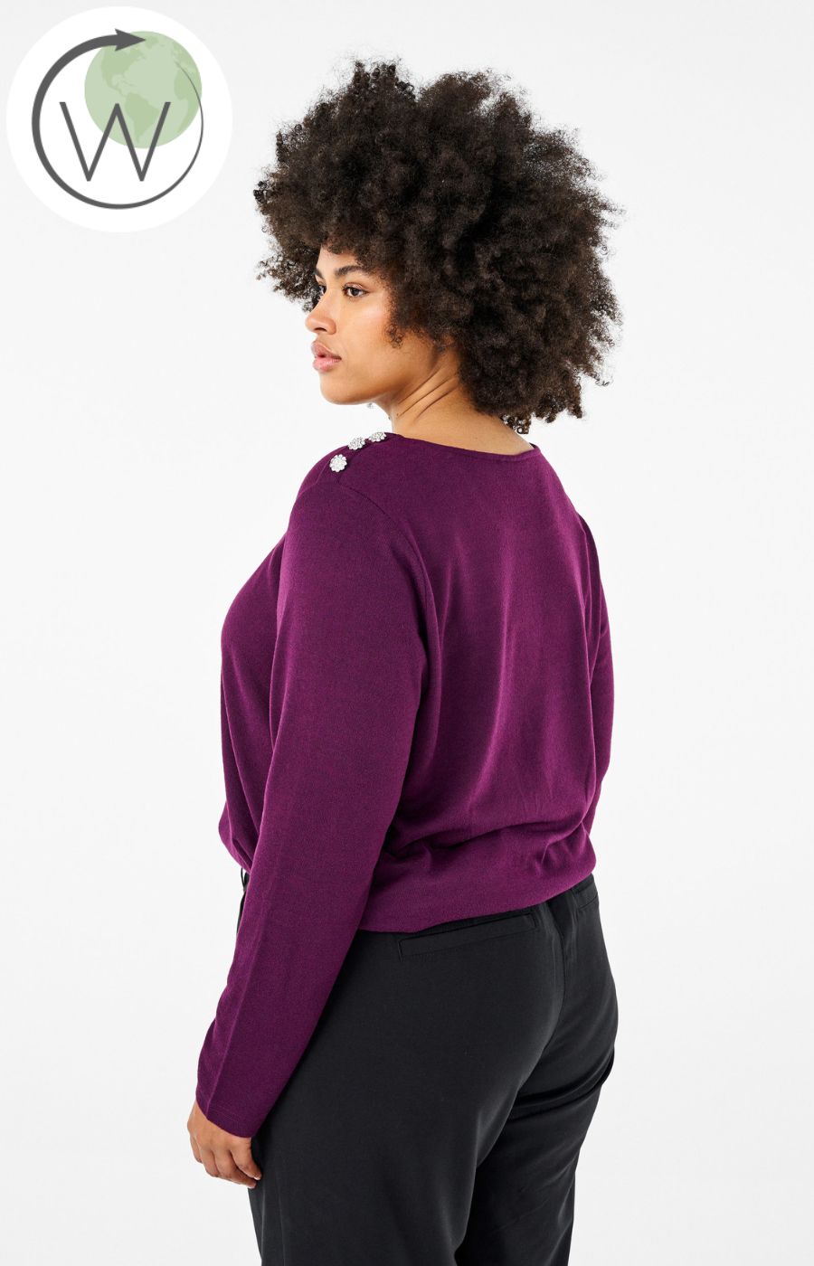 Zizzi Lucca Button Shoulder Jumper in Purple