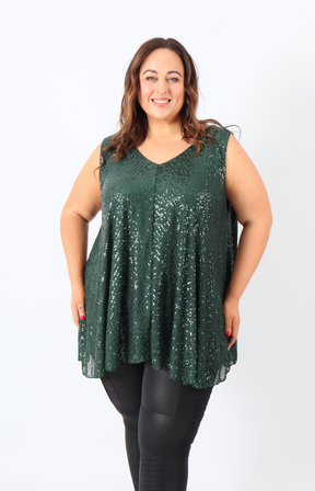 Elizabeth Sequin Vest Top in Green