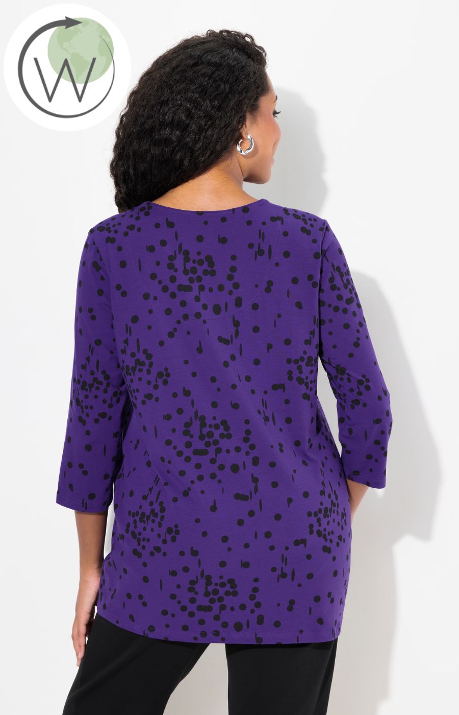 Ulla Popken Top in Purple Polka Dot