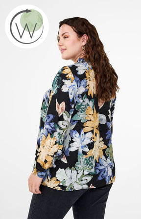 Zizzi Seli Blouse with Yellow Floral Print