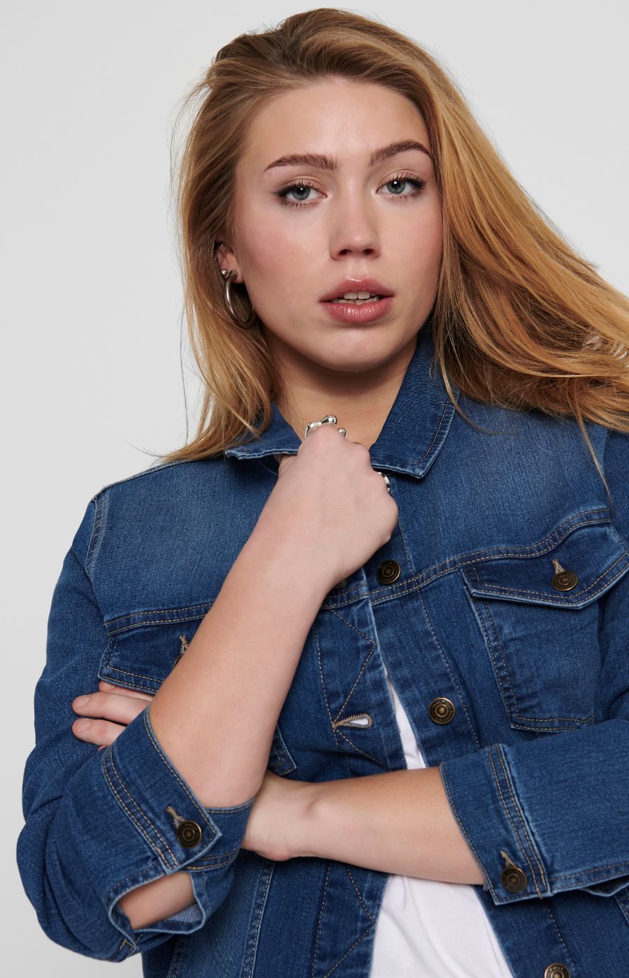 Only Carmakoma Denim Jacket in Classic Blue