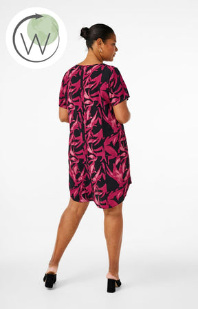 Zizzi Anni Dress in Purple Leaf Print