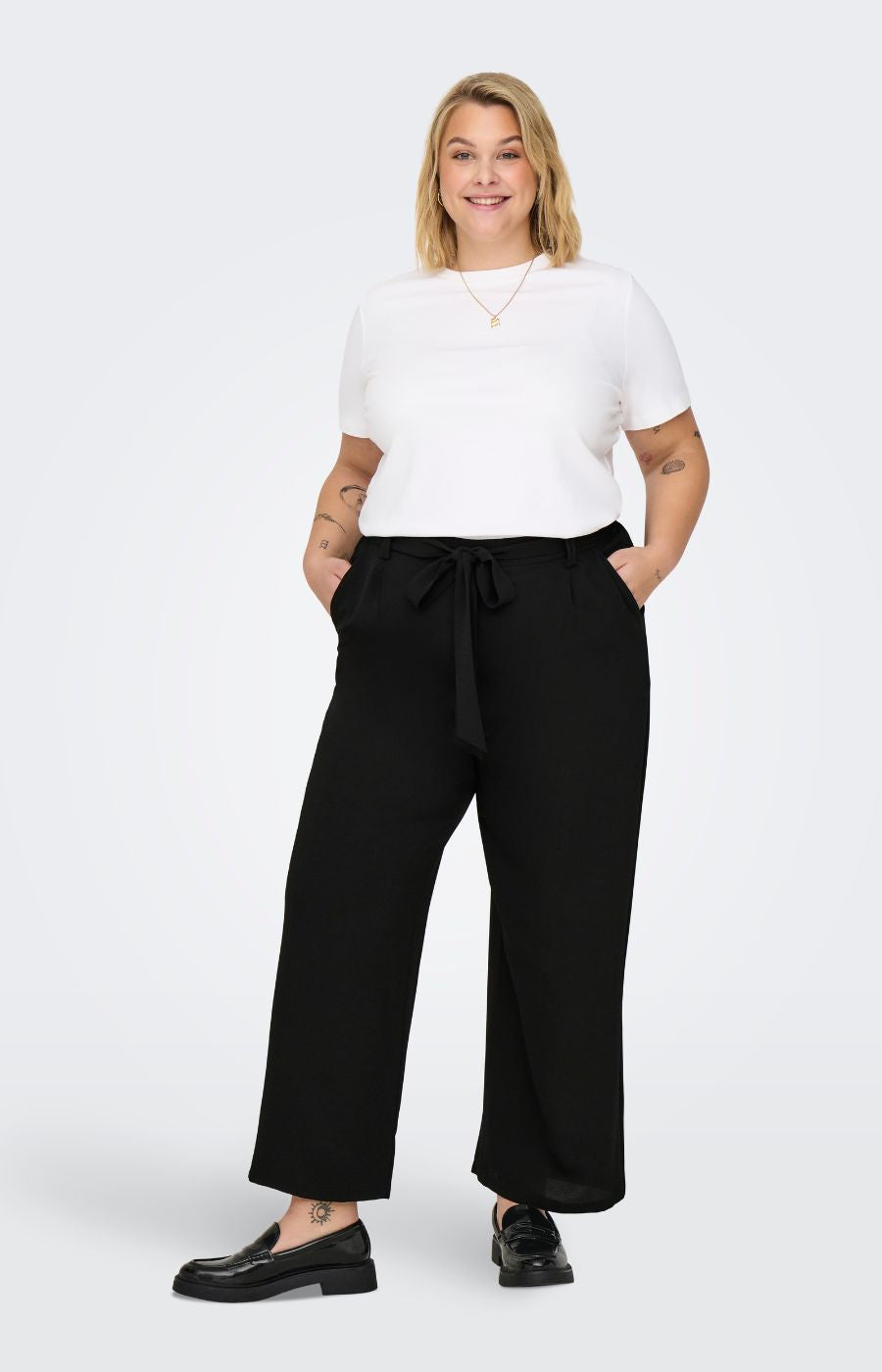 Only Carmakoma Lux Palazzo Trousers in Black