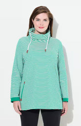 Ulla Popken Striped Sweater in Green